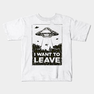 I want to leave Vintage Crack Texture Kids T-Shirt